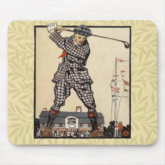 Golf Golfer Antiek Vintage Golfen Muismat (Voorkant)