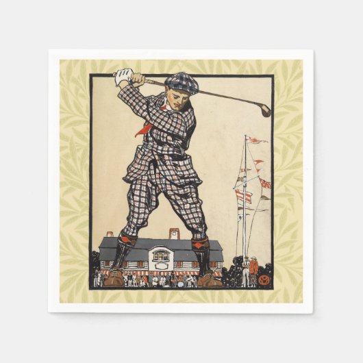 Golf Golfer Antiek Vintage Golfen Servet (Voorkant)