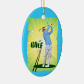 Golf Golfer blue Ornament (Rechts)