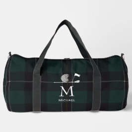 Golf Golfer Cadeau Elegant Plaid Monogram Op Maat Plunjezak