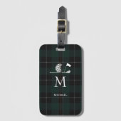Golf Golfer Cadeau Elegant Plaid Monogram Personal Bagagelabel (Voorkant (verticaal))