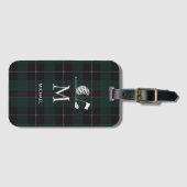 Golf Golfer Cadeau Elegant Plaid Monogram Personal Bagagelabel (Voorkant (horizontaal))