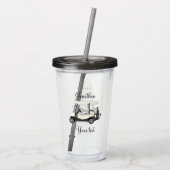 Golf Golfer Cart Acryltumbler met deksel Acryl Drinkbeker (Achterkant)