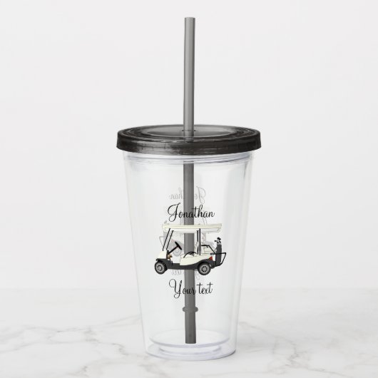 Golf Golfer Cart Acryltumbler met deksel Acryl Drinkbeker (Voorkant)
