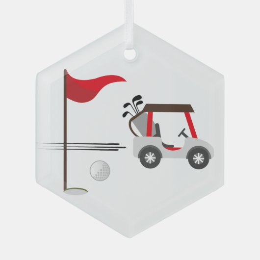 Golf Golfer Cart en Ball Glas Ornament (Voorkant)