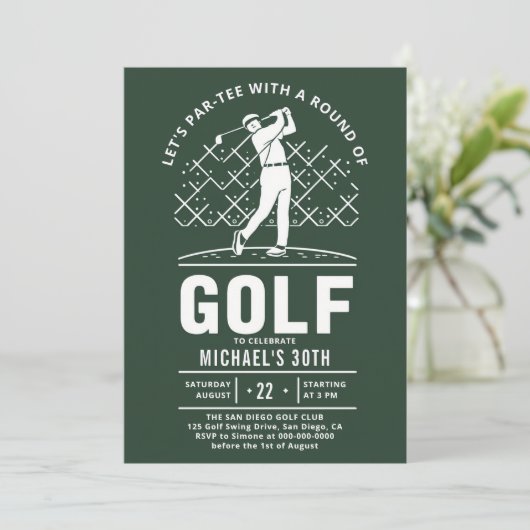Golf Golfer Golfen Elegant Modern 30e verjaardag Kaart (Staand voorkant)