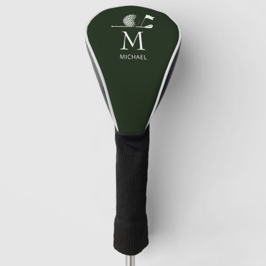 Golf Golfer Golfen Elegant Monogram Op Maat Golfheadcover (Voorkant)