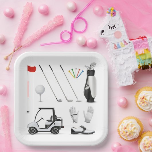 Golf Golfer Golfen Verjaardagsfeest Papieren Bordje (Feest)