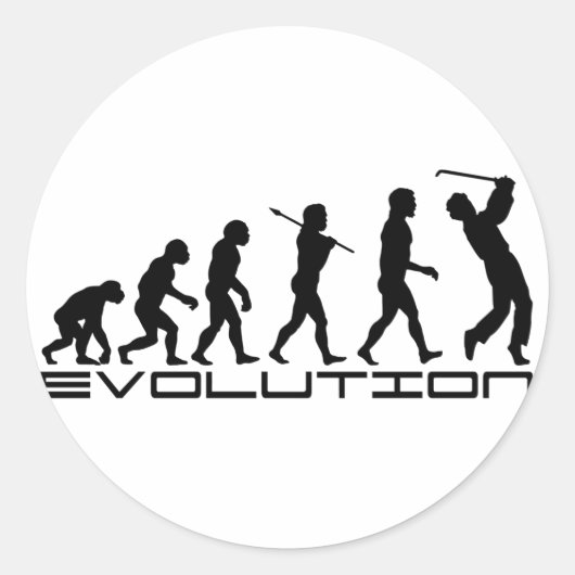 Golf Golfer Golfsport Evolution Art Ronde Sticker (Voorkant)