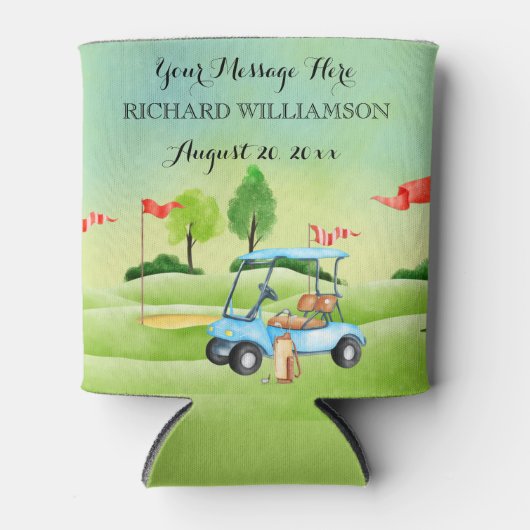 Golf Golfer Groenen Winkelwagen gepersonaliseerd Blikjeskoeler (Voorkant)