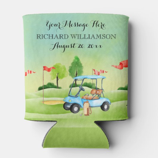 Golf Golfer Groenen Winkelwagen gepersonaliseerd Blikjeskoeler (Achterkant)