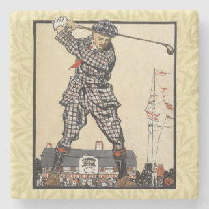 Golf Golfer Vintage Antiek Golfen Stenen Onderzetter