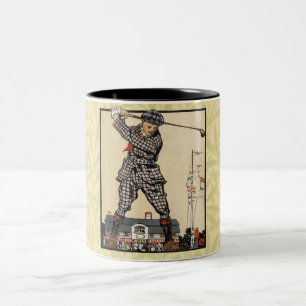 Golf Golfer Vintage Antiek Golfen Tweekleurige Koffiemok