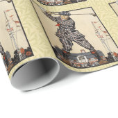 Golf Golfer Vintage Antieke Golfen Cadeaupapier (Rol Hoek)