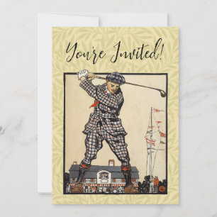 Golf Golfer Vintage Antieke Golfen Kaart