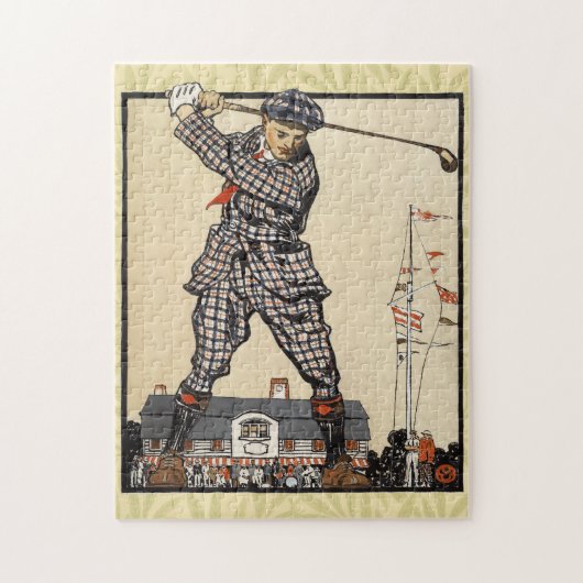 Golf Golfer Vintage Antieke Golfen Legpuzzel (Verticaal)
