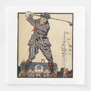Golf Golfer Vintage Antieke Golfen Servet