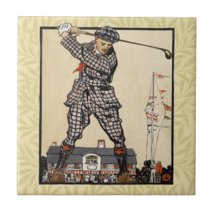 Golf Golfer Vintage Antieke Golfen Tegeltje