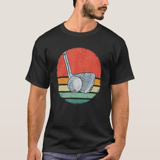 Golf Golfing Golfer Pitch Par Retro Sunset T-shirt (Voorkant)