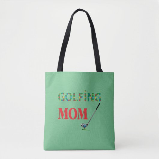 GOLF - GOLFING MOM, Green, Cool Tote Bag (Voorkant)
