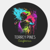 Golf Golfing Torrey Pines  Ronde Sticker (Voorkant)