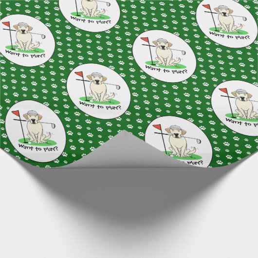 Golf Golfing Yellow Lab Labrador Retriever Dog Cadeaupapier (Hoek)