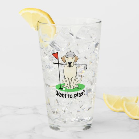 Golf Golfing Yellow Lab Labrador Retriever Dog Glas (Voorkant ijs)