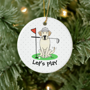 Golf Golfing Yellow Lab Labrador Retriever Dog Keramisch Ornament