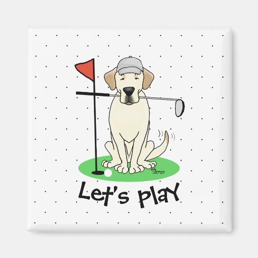 Golf Golfing Yellow Lab Labrador Retriever Dog Magneet (Voorkant)