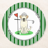 Golf Golfing Yellow Lab Labrador Retriever Dog Ronde Kartonnen Onderzetter (Voorkant)