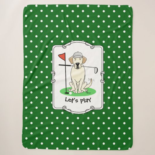 Golf Golfing Yellow Lab Labrador Retriever Dog Sherpa Deken (Voorkant)