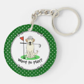 Golf Golfing Yellow Lab Labrador Retriever Dog Sleutelhanger (Achterkant)