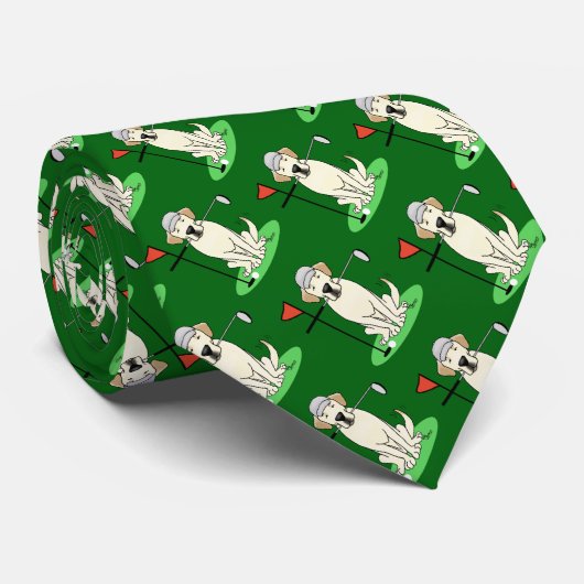 Golf Golfing Yellow Lab Labrador Retriever Dog Stropdas (Opgerold)