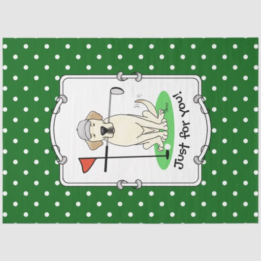 Golf Golfing Yellow Lab Labrador Retriever Dog Tissuepapier (Voorkant)