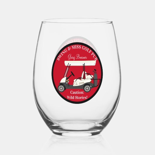 Golf Golfkar Drinkset Wijnglas Zonder Voet (Achterkant)