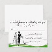 Golf/Golfpaar RSVP-antwoordkaart RSVP Kaartje (Voorkant / Achterkant)