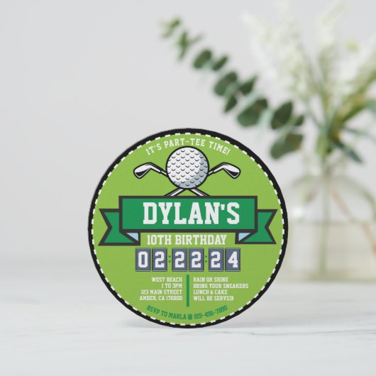 GOLF GOLFSPEL Sport Kids Verjaardagsfeest Ronde Kaart (Staand voorkant)