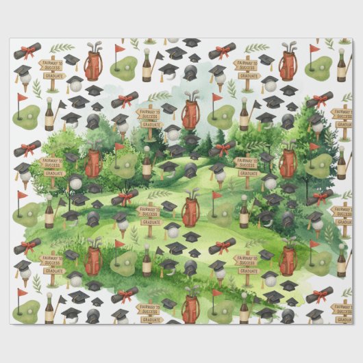 Golf Graduation themed for Cat Lover Golfer Cadeaupapier (Vlak)