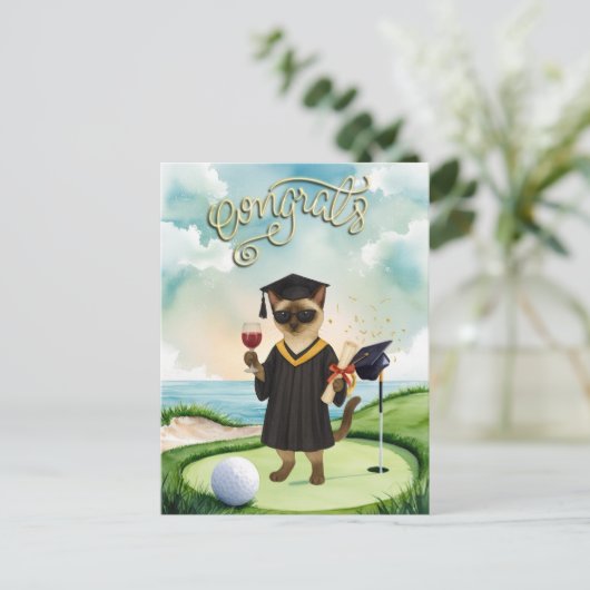 Golf Graduation themed for golfer on putting green Briefkaart (Staand voorkant)