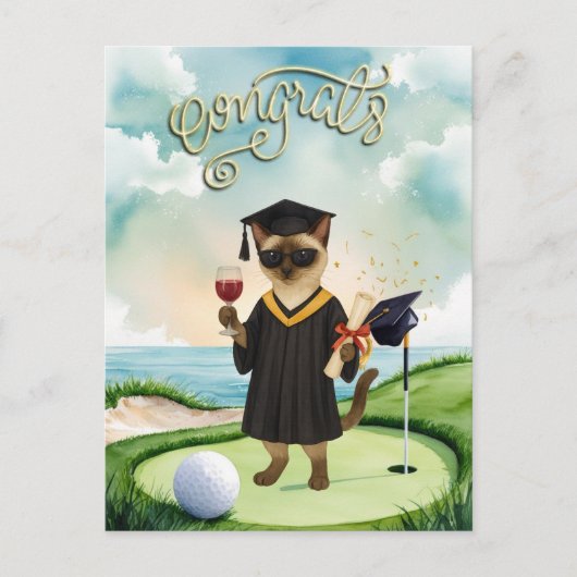 Golf Graduation themed for golfer on putting green Briefkaart (Voorkant)