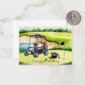 Golf Graduation themed for golfer on putting green Notitiekaartje (Voorkant / Achterkant in situ)