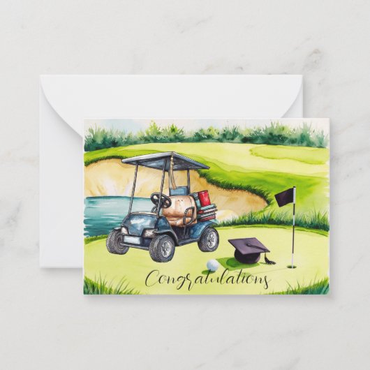 Golf Graduation themed for golfer on putting green Notitiekaartje (Voorkant)