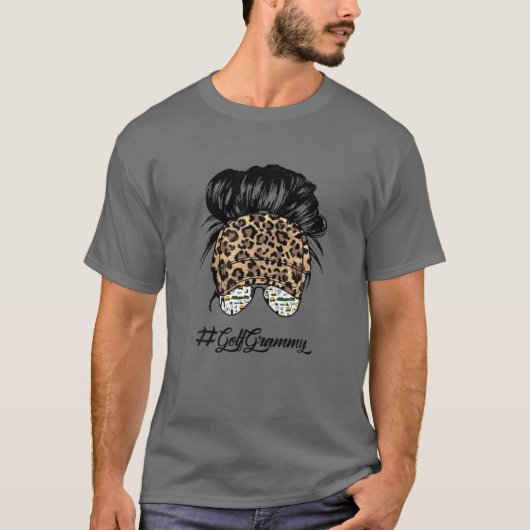 Golf Grammy Messy Hair Bun Leopard Women's T-shirt (Voorkant)