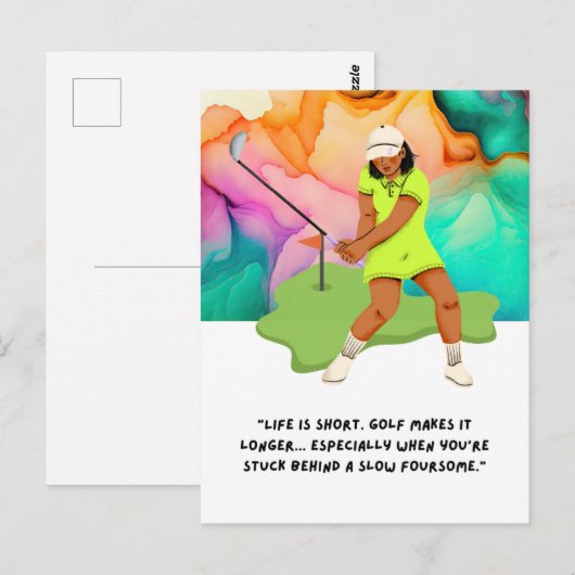 Golf grappig gezegde citaat voor golfer groet briefkaart (Voorkant / Achterkant)
