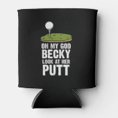 Golf Grappig Gezegde Kijk naar haar putt Blikjeskoeler (Voorkant)