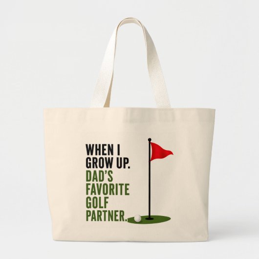 Golf Grappige Baby Golfer Spreuk Grote Tote Bag (Voorkant)