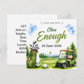 Golf grappige citaten voor golfers op de baan save the date (Voorkant / Achterkant)