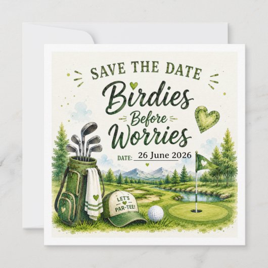 Golf grappige citaten voor golfers op de baan save the date (Voorkant)