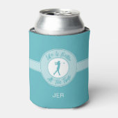 Golf Grappige Spreuk Leven Tee Tijd Monogram Teal Blikjeskoeler (Blikje Voorkant)