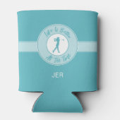Golf Grappige Spreuk Leven Tee Tijd Monogram Teal Blikjeskoeler (Achterkant)